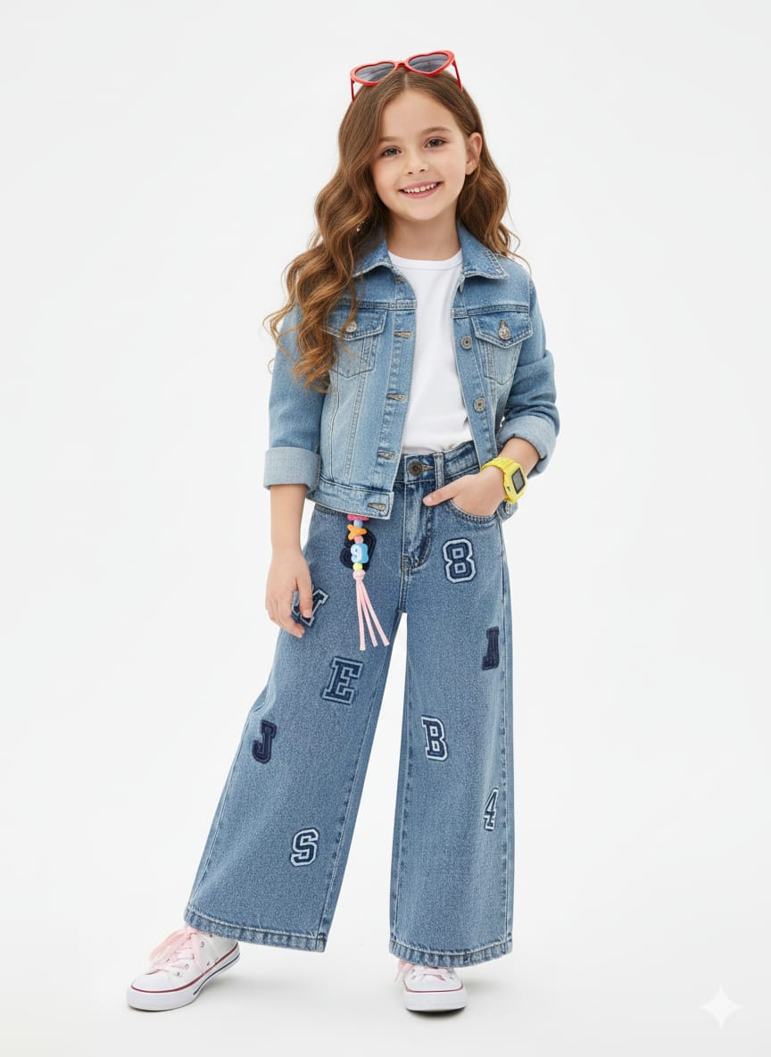 Varsity Patchwork Blue Jeans