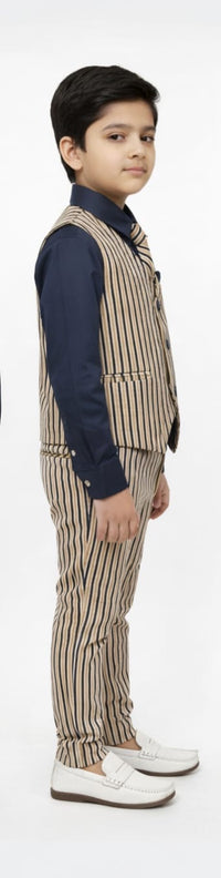 Vertical stripe pattern with Navy Shirt Waist Coat Set