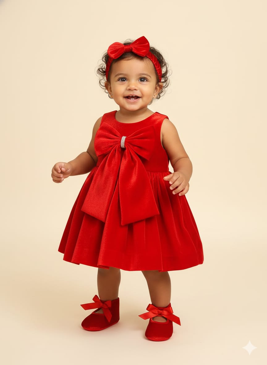 Vibrant Red Dress with a Bow