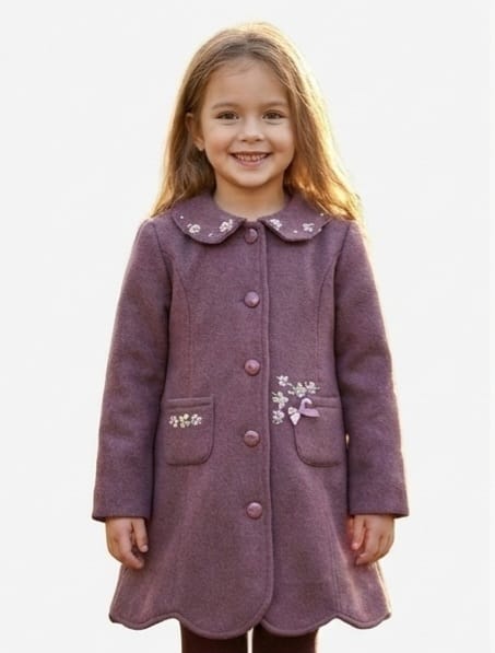 Vintage Mauve Overcoat in Wool Blend