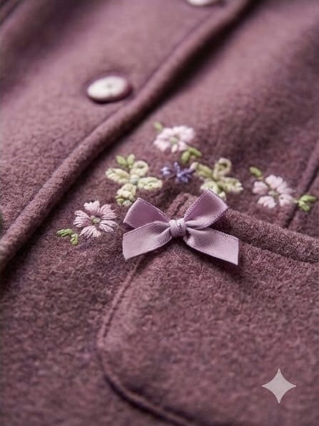 Vintage Mauve Overcoat in Wool Blend