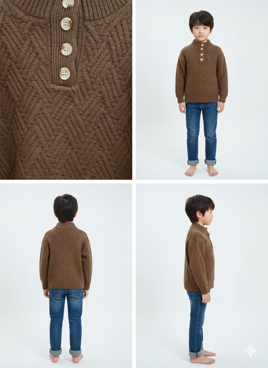 Brown Waffle-Knit Sweater