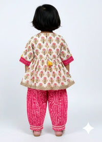 Pink and Cream Kurta Set