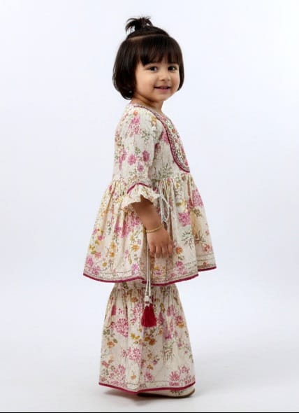 Off-White Floral Sharara set