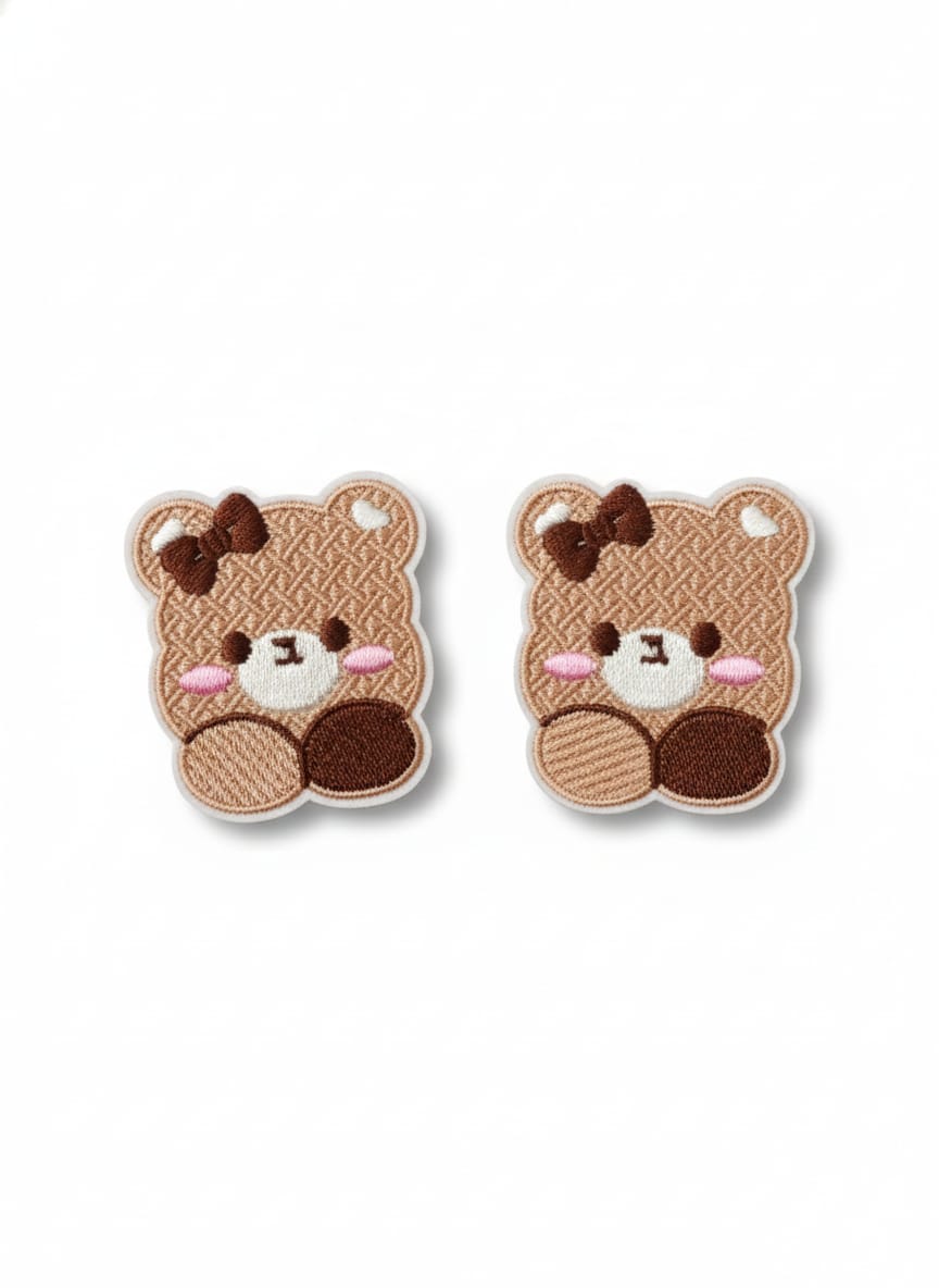 Teddy Bear Embroidery  Hair Clips