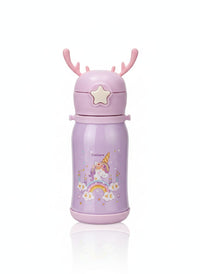 Magical Unicorn Reindeer Insulated Water Bottle - Purple