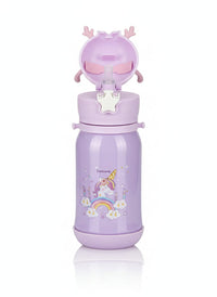 Magical Unicorn Reindeer Insulated Water Bottle - Purple