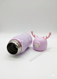 Magical Unicorn Reindeer Insulated Water Bottle - Purple