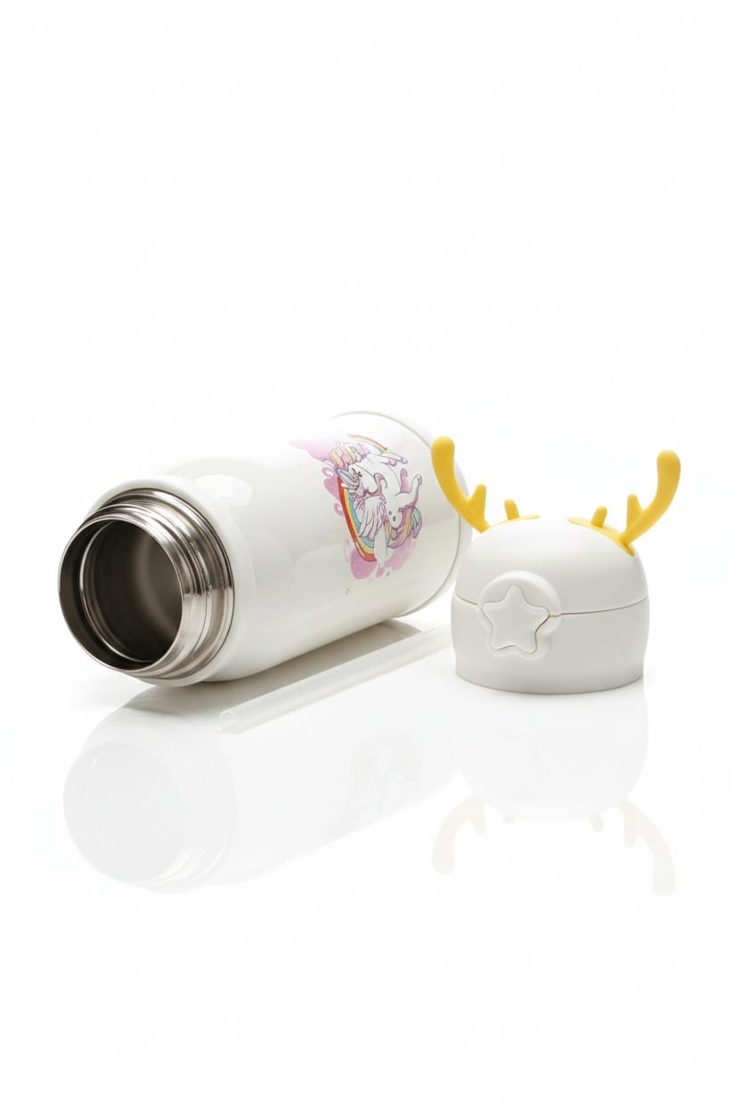 Magical Unicorn Reindeer Insulated Water Bottle – Sparkle White