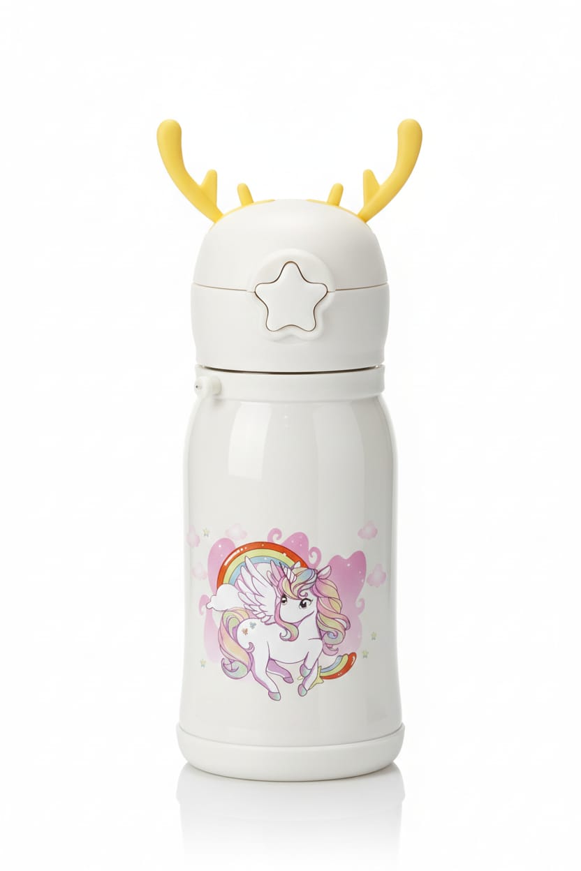 Magical Unicorn Reindeer Insulated Water Bottle – Sparkle White