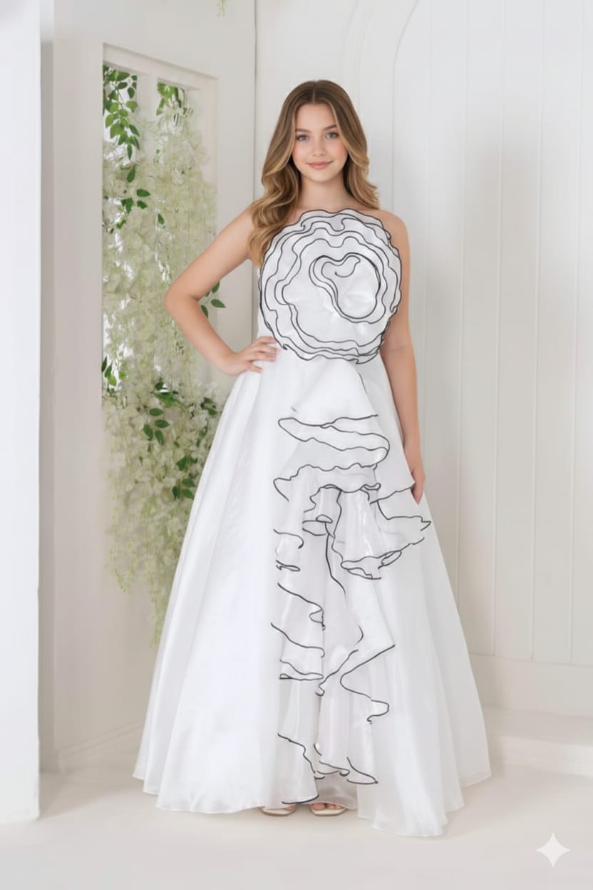 White Ruffled Gown