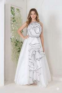 White Ruffled Gown