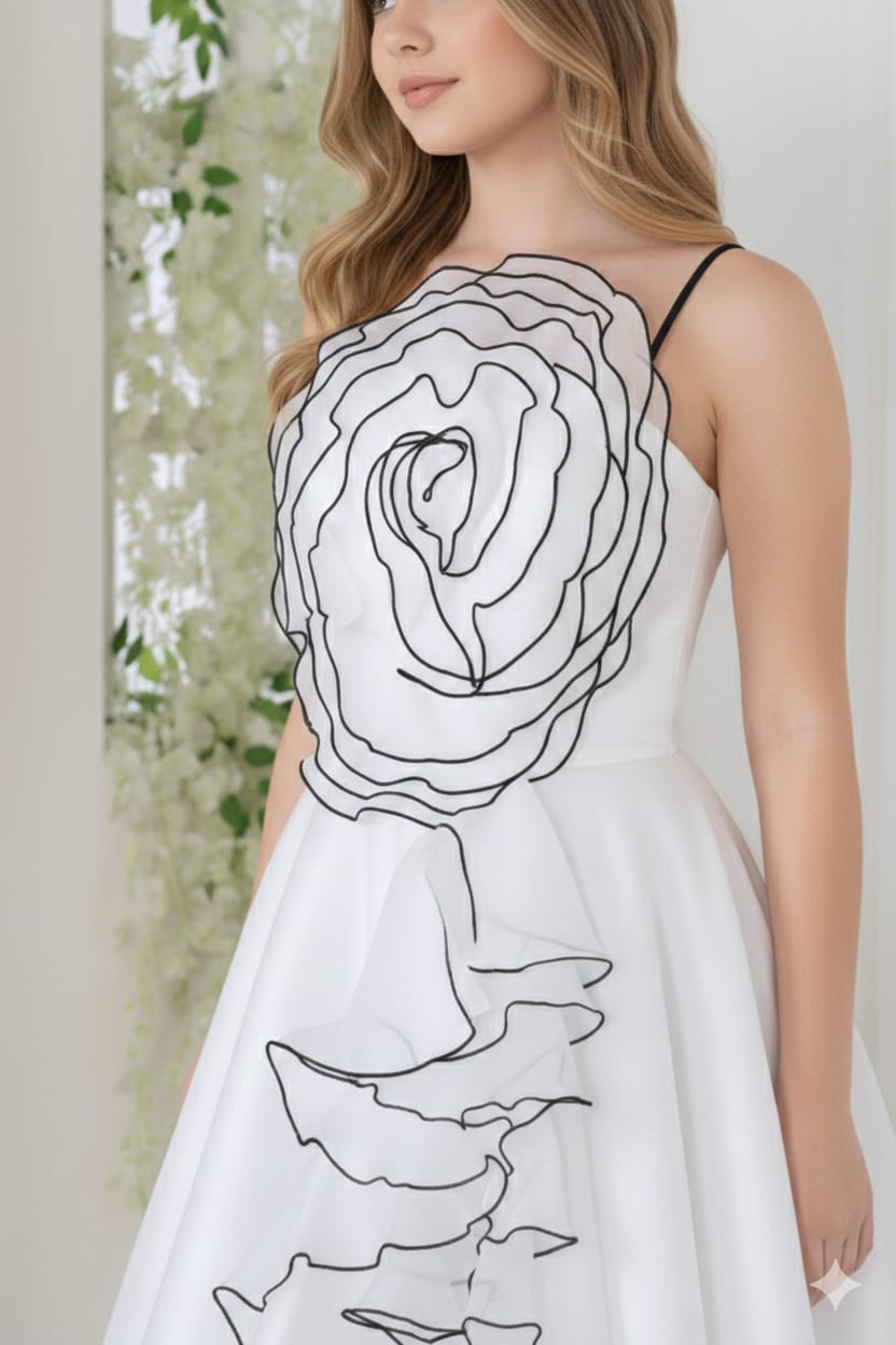White Ruffled Gown