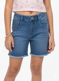 Girls Shimmer & Shine Rhinestone Denim Bermuda Shorts