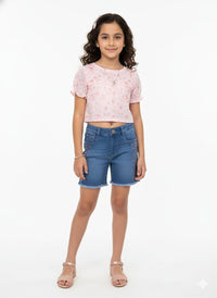 Girls Shimmer & Shine Rhinestone Denim Bermuda Shorts