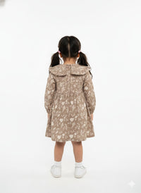 Vintage Botanical Ruffle Frock – Mocha Floral