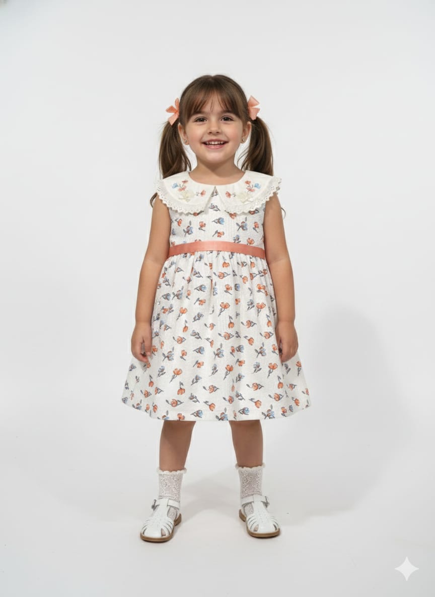 Girls’ Ruffle Shoulder Pink Dress