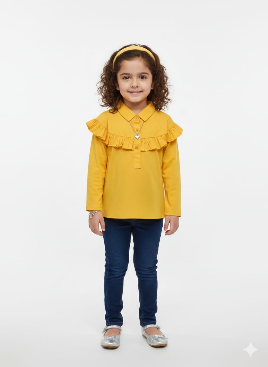 Girls' Yellow Long Sleeve Top