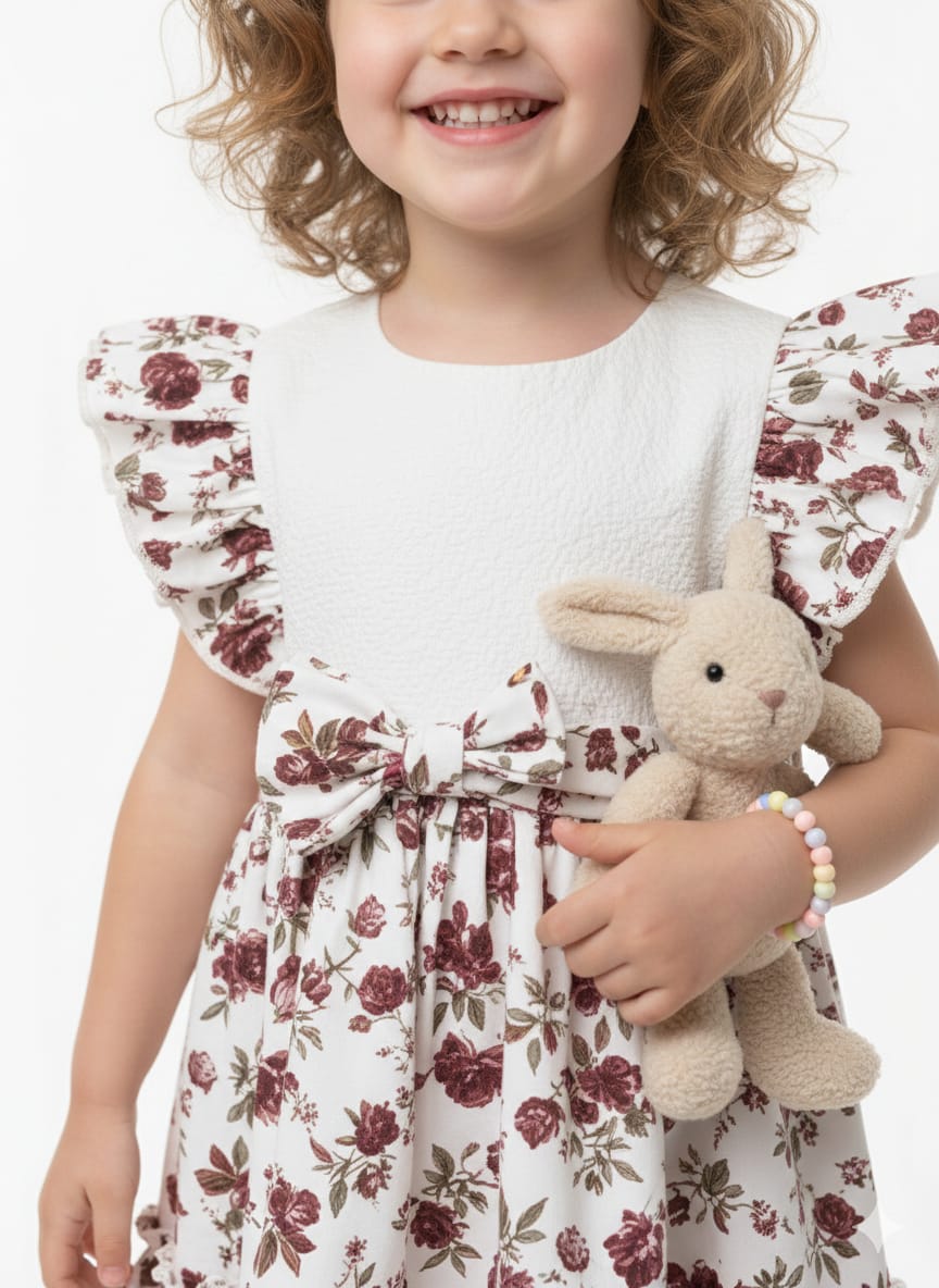 Girls' Ruffle Dress with Bishop Sleeves