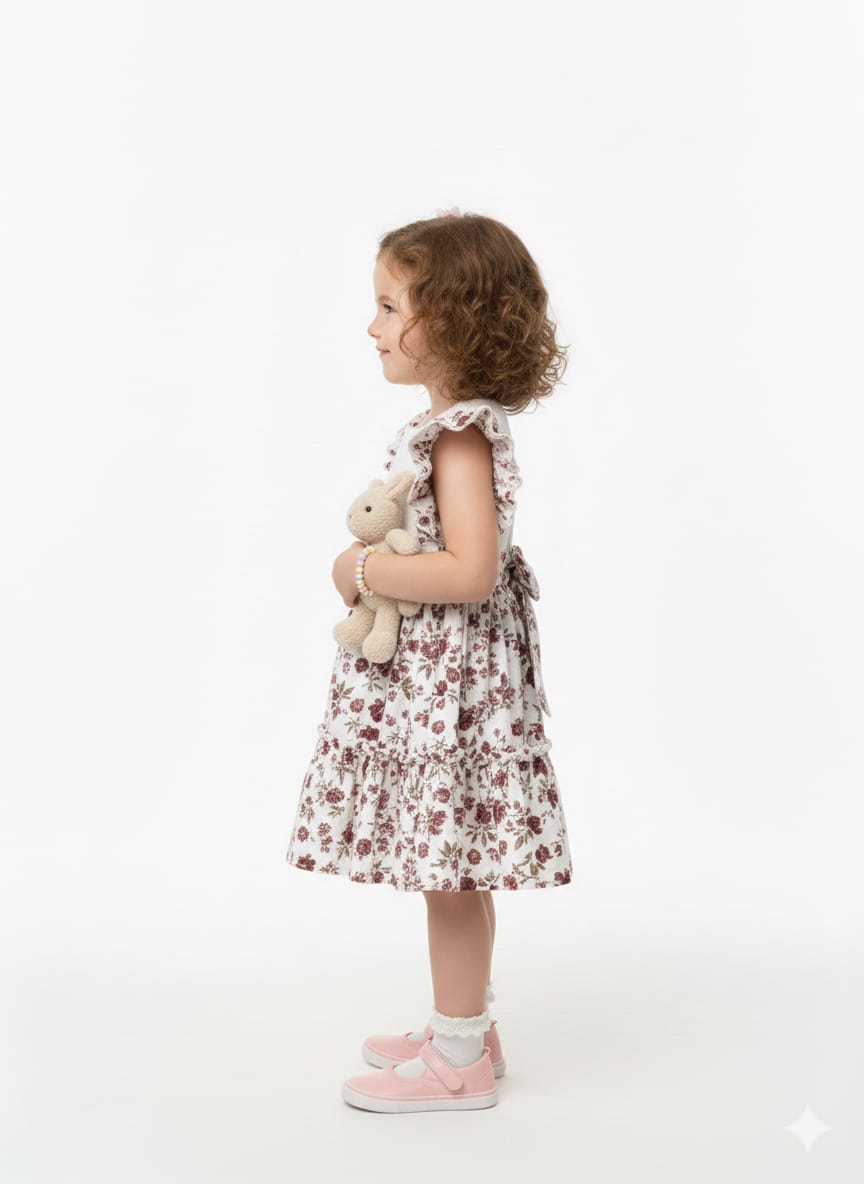 Girls' Ruffle Dress with Bishop Sleeves