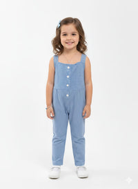 Blue and White Striped Cotton Jumpsuit