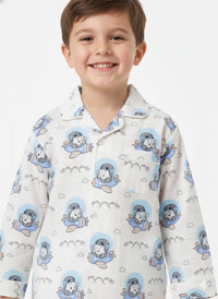 Kids’ Sky-High Aviator Bear Pajama Set – Premium Cotton Sleepwear
