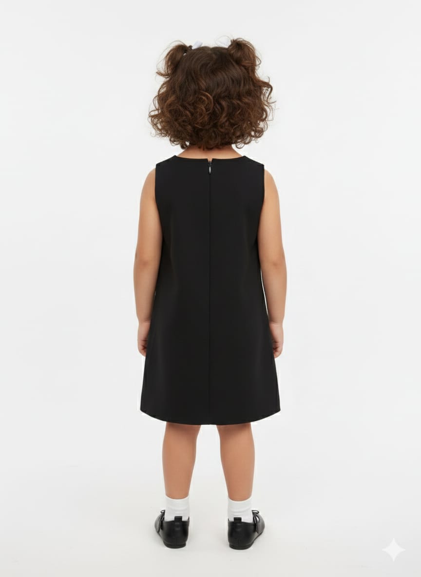 Modern Floral A-Line Dress – Oversized 3D Rose & Crystal Center Bow Accents