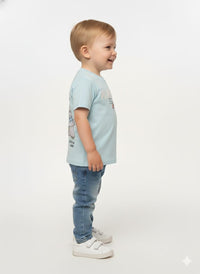 Boys' Multi-Tone Blue Striped "Hero of My Own Story" Graphic T-Shirt