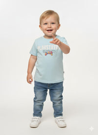 Boys' Multi-Tone Blue Striped "Hero of My Own Story" Graphic T-Shirt