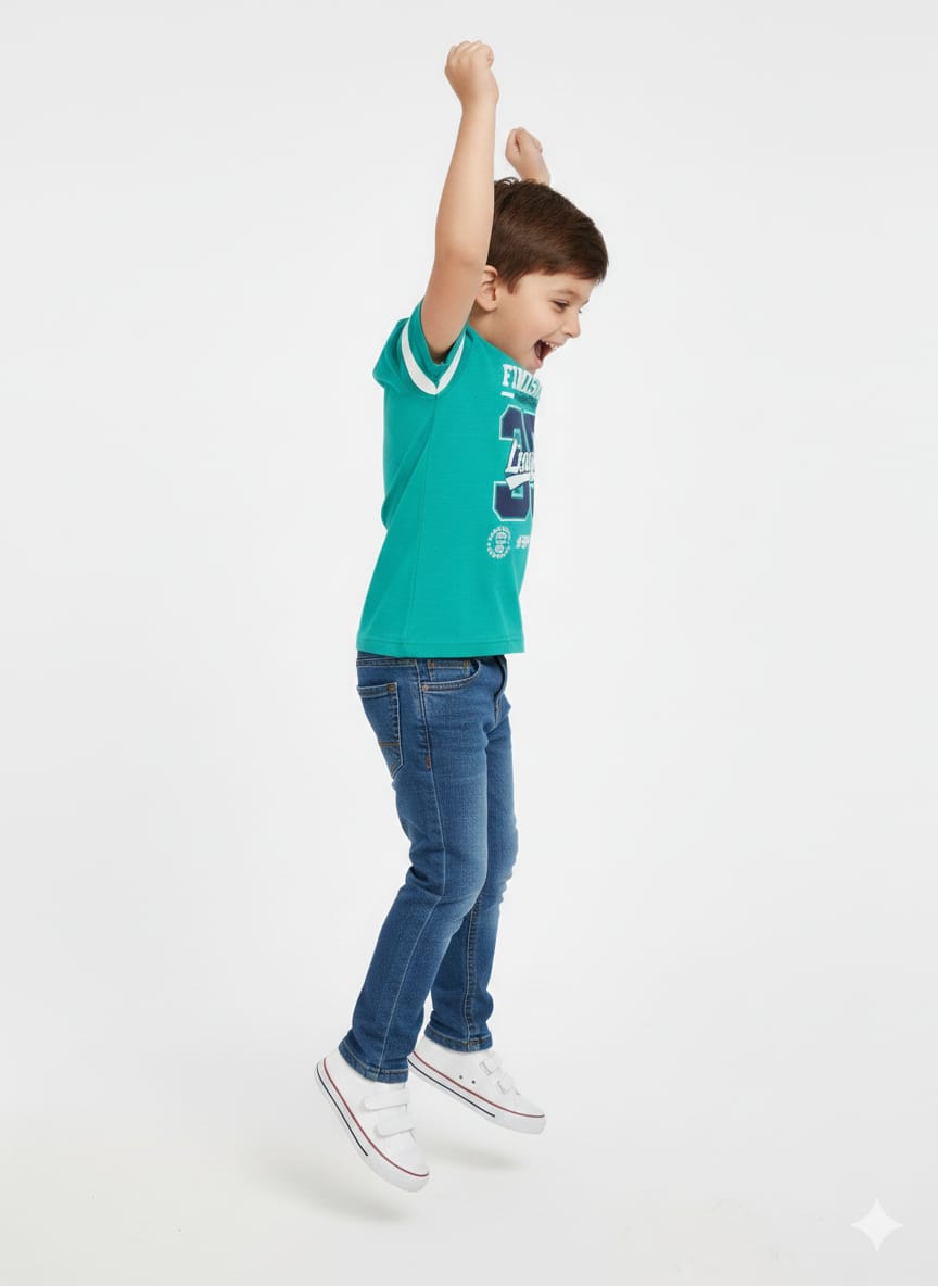 Boys' Teal "Finish Line League 35" Graphic T-Shirt