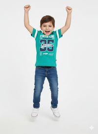 Boys' Teal "Finish Line League 35" Graphic T-Shirt