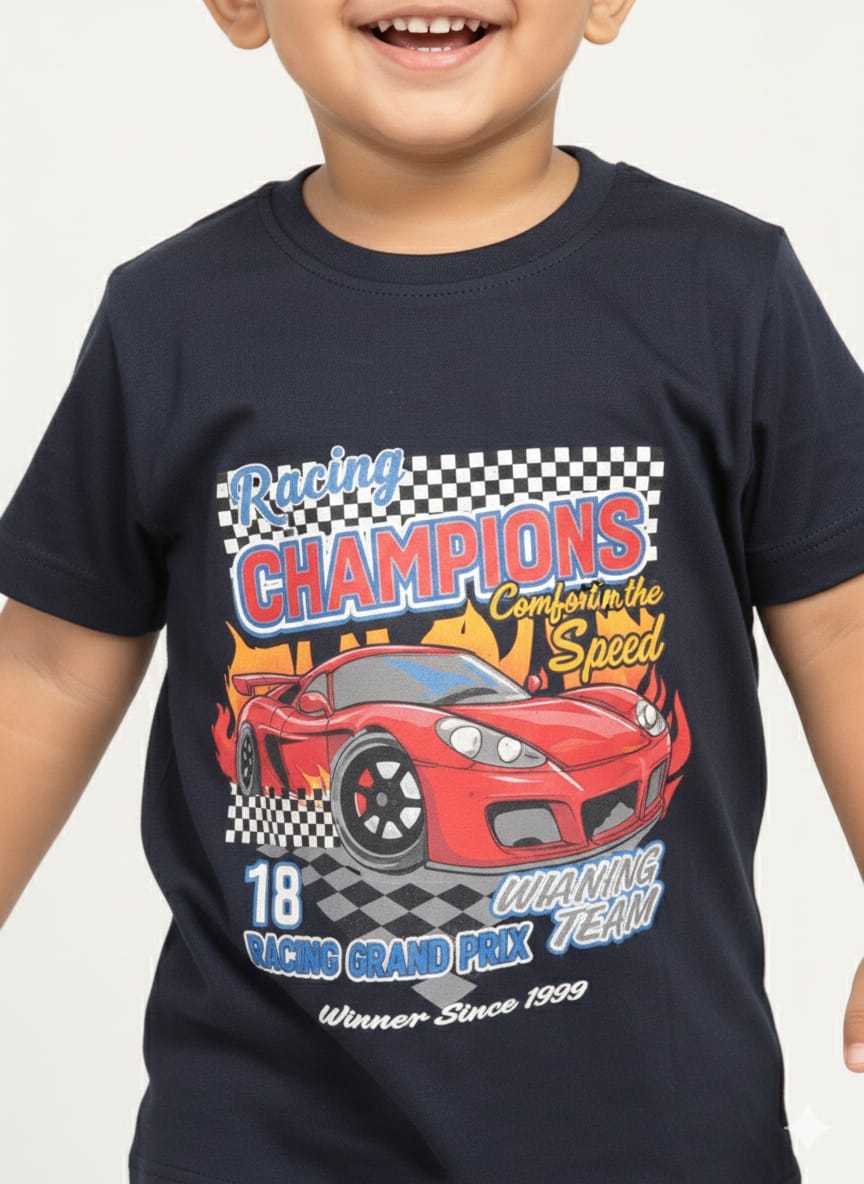 "Racing Champions" Navy Graphic Tee 🏎️