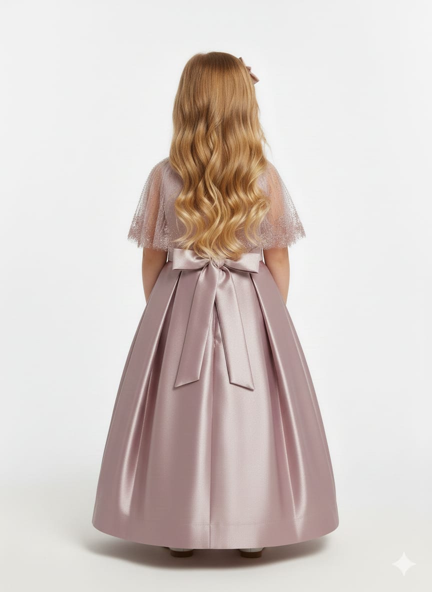 The "Seraphina" Beaded Tulle & Pleated Satin Gala Gown – Antique Mauve