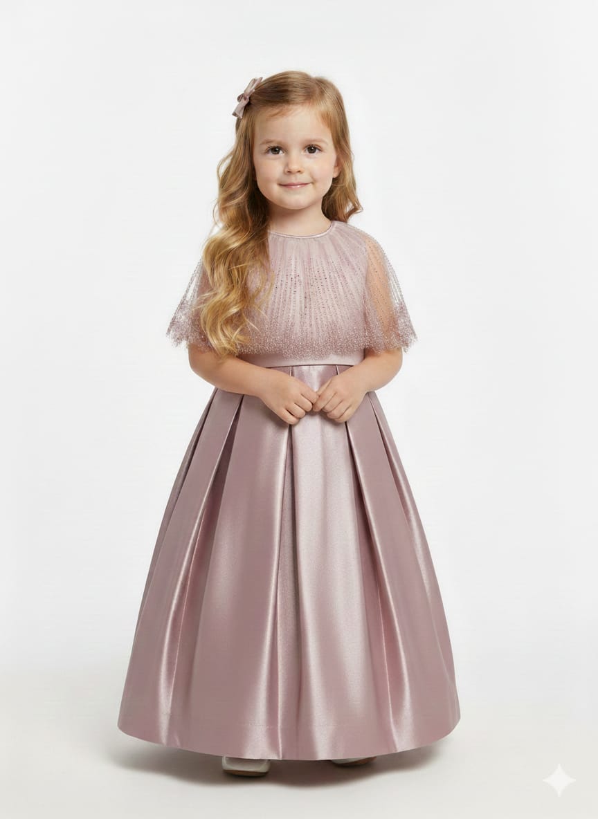 The "Seraphina" Beaded Tulle & Pleated Satin Gala Gown – Antique Mauve