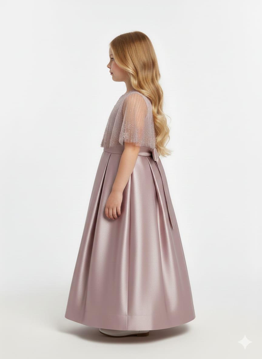 The "Seraphina" Beaded Tulle & Pleated Satin Gala Gown – Antique Mauve
