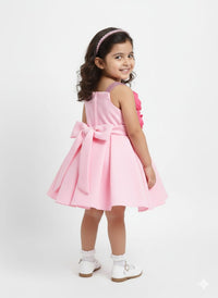 Rosette-Accented Blush Pink Party Frock