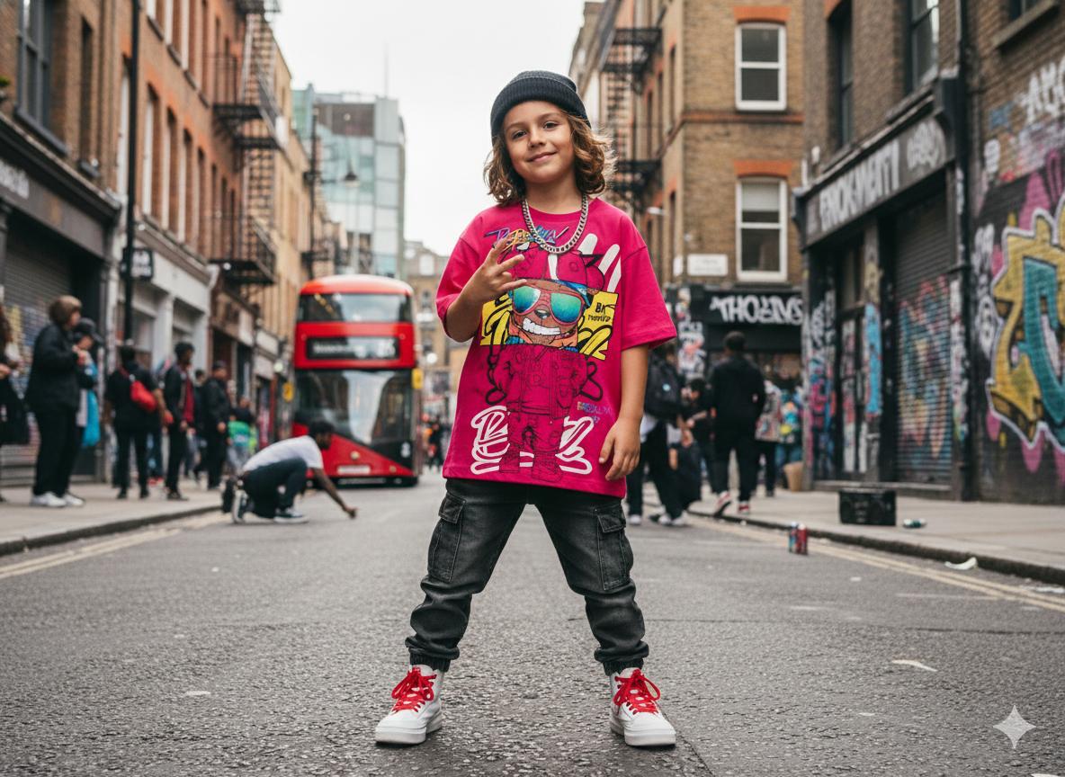 Graphic Print Kids' Oversized T-Shirt – Hot Pink