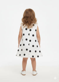 Classic Polka-Dot A-Line Toddler Frock with Statement 3D Red Flower Accent
