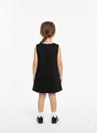 Chic Sleeveless A-Line Frock with Sequin Rose Appliqués