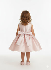 Elegant Satin A-Line Party Frock with Statement Bow