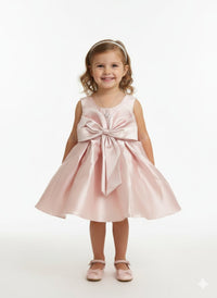 Elegant Satin A-Line Party Frock with Statement Bow