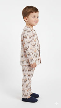 Toddler Nautical Print Long-Sleeve Button-Down Pajama Set