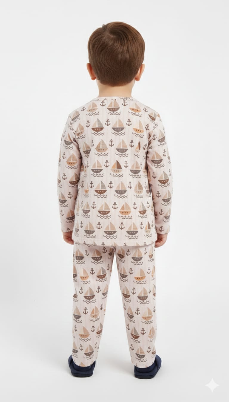 Toddler Nautical Print Long-Sleeve Button-Down Pajama Set