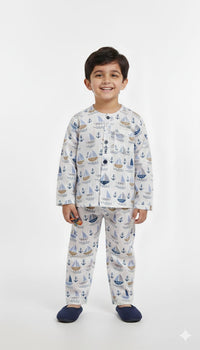 Boys' Nautical Adventure Print Cotton Pajama Set
