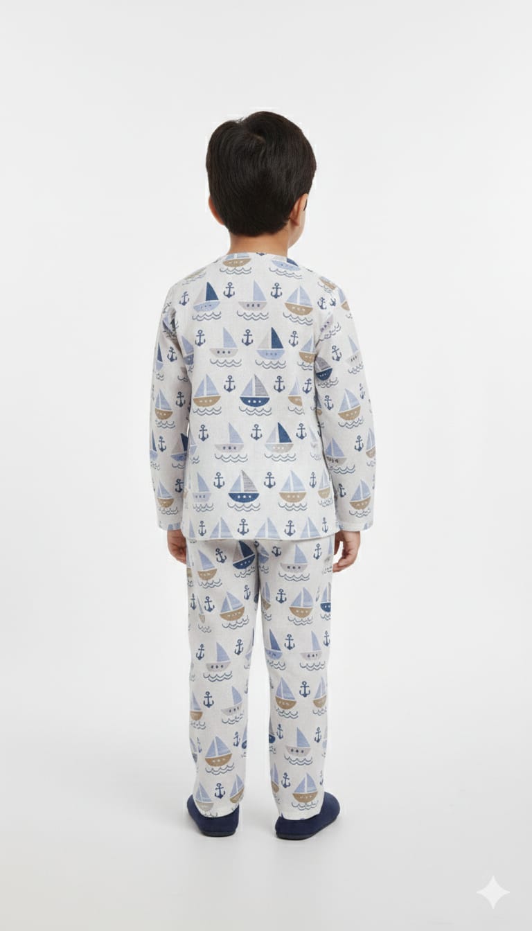 Boys' Nautical Adventure Print Cotton Pajama Set