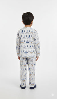Boys' Nautical Adventure Print Cotton Pajama Set