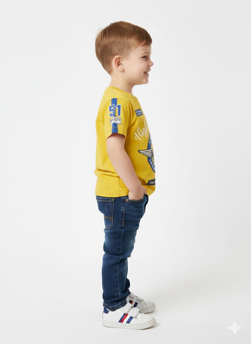 Boys' "High Velocity" Racing-Inspired Graphic T-Shirt – Yellow