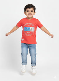 Boys' Red "True & Honest" Graphic Casual T-Shirt