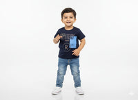 Boys' Navy Blue "Mystery" Graphic Print Casual T-Shirt