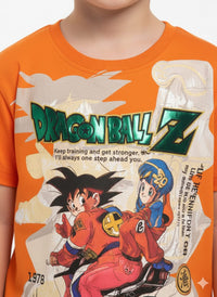 Boys' Dragon Ball Z Graphic Tee – Vibrant Orange Short-Sleeve Anime Print Shirt